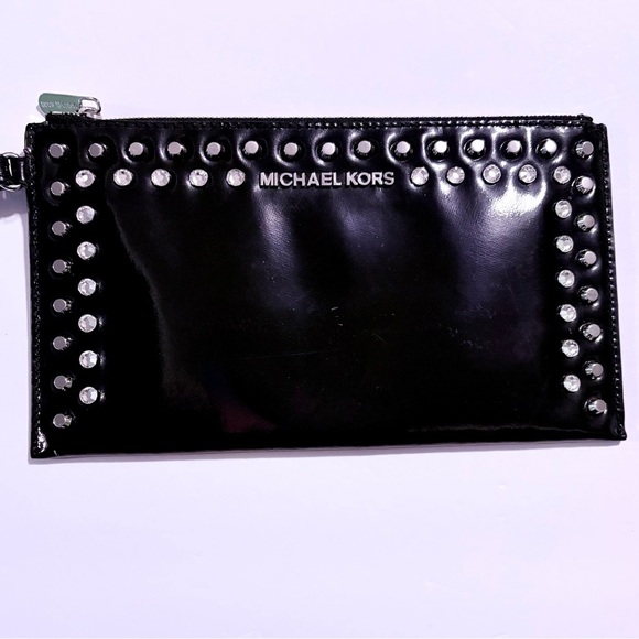 Michael Kors Black Clutch with Silver Studs and Rhinestone Accents - Picture 1 of 13